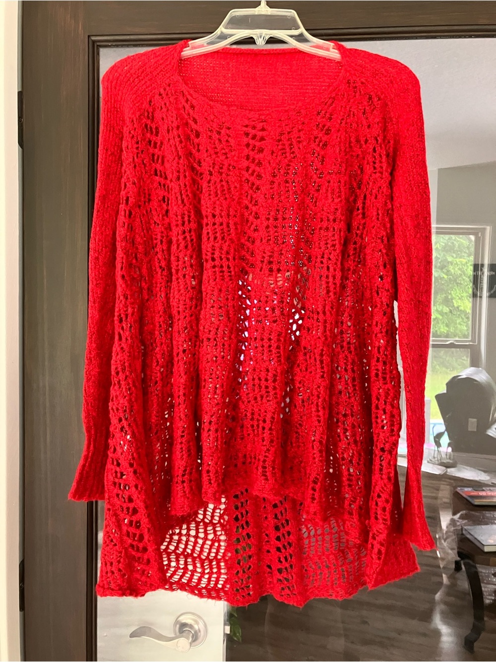 Simply Noelle Red Crochet Convertible Sweater size S 8-10